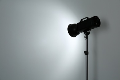 Photo of Studio lighting against white background. Professional photo equipment