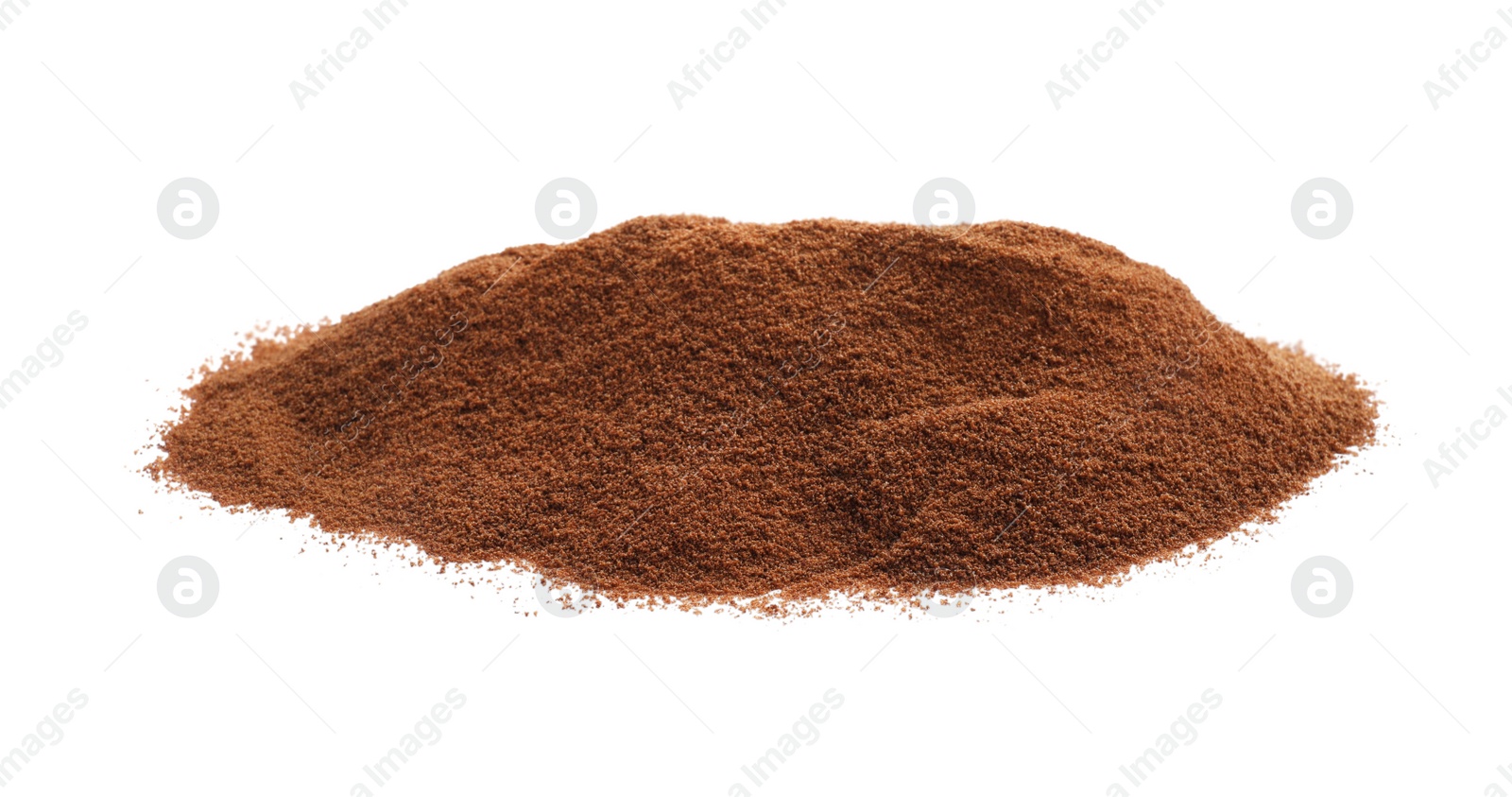 Photo of Heap of aromatic instant coffee isolated on white