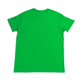 Green t-shirt isolated on white, top view. Mockup for design