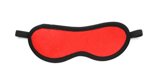 Photo of Eye mask on white background, top view. Accessory for sexual roleplay