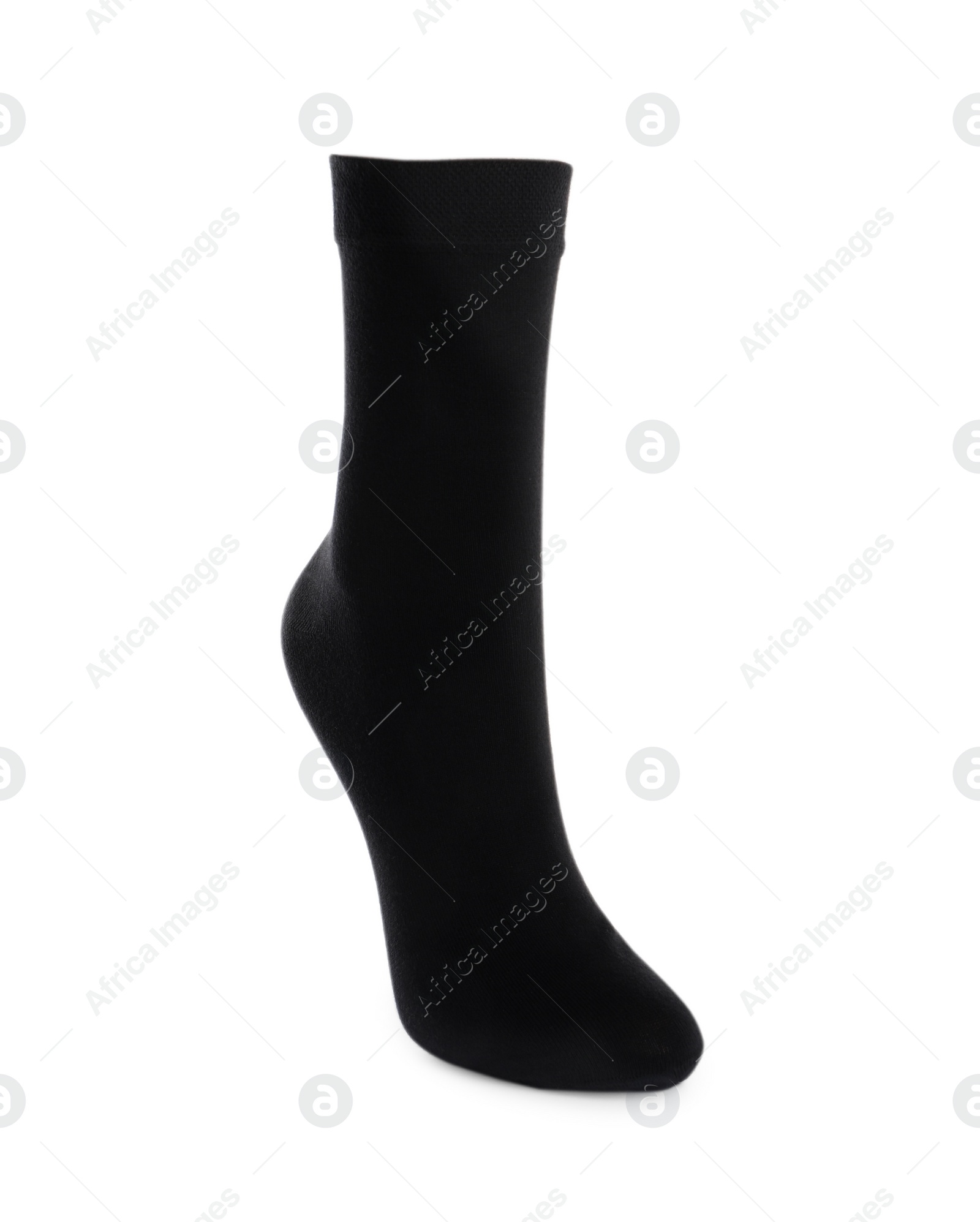 Photo of One clean black sock isolated on white