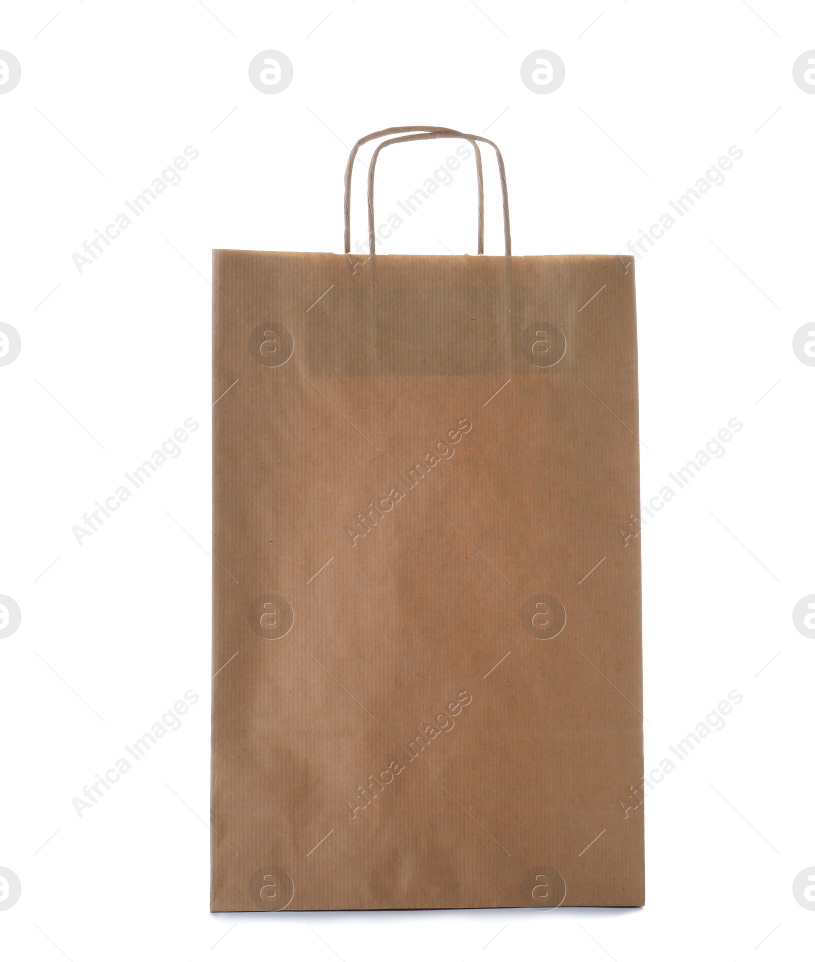 Photo of Mockup of paper shopping bag on white background