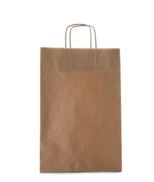 Photo of Mockup of paper shopping bag on white background