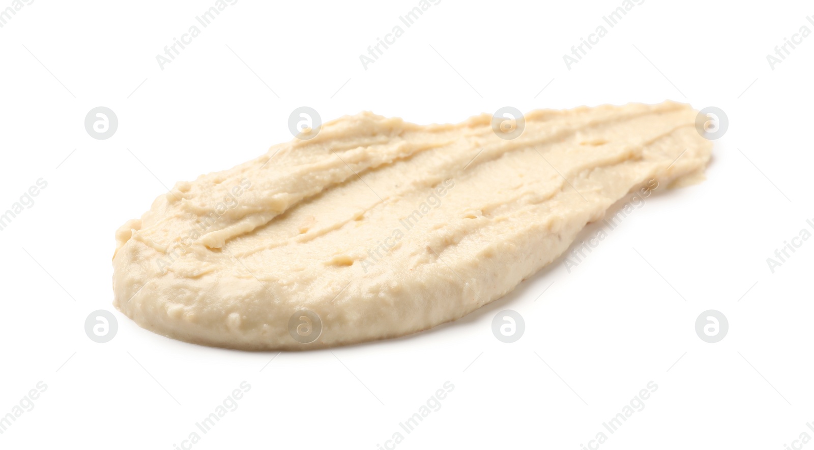 Smear of tasty hummus isolated on white Photo of Smear of tasty hummus isolated on white