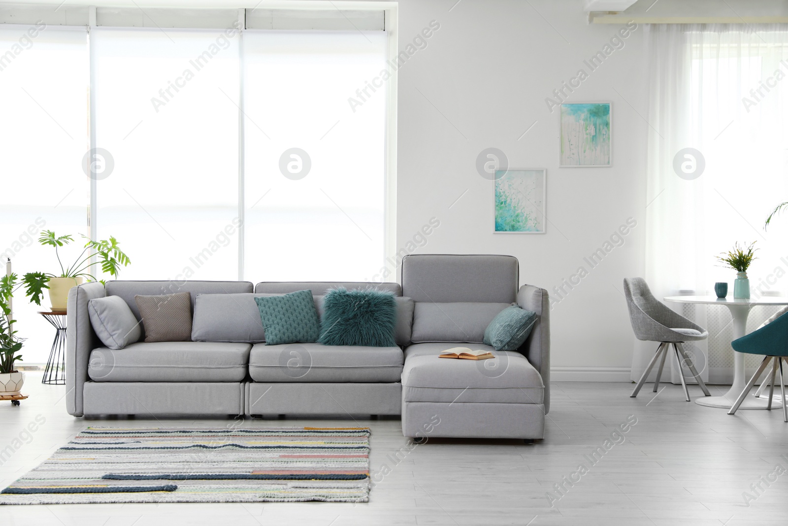 Photo of Modern living room interior with comfortable sofa