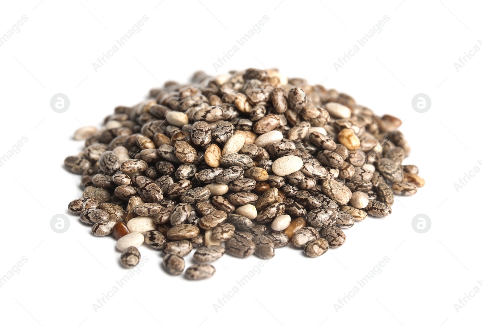 Photo of Pile of chia seeds isolated on white