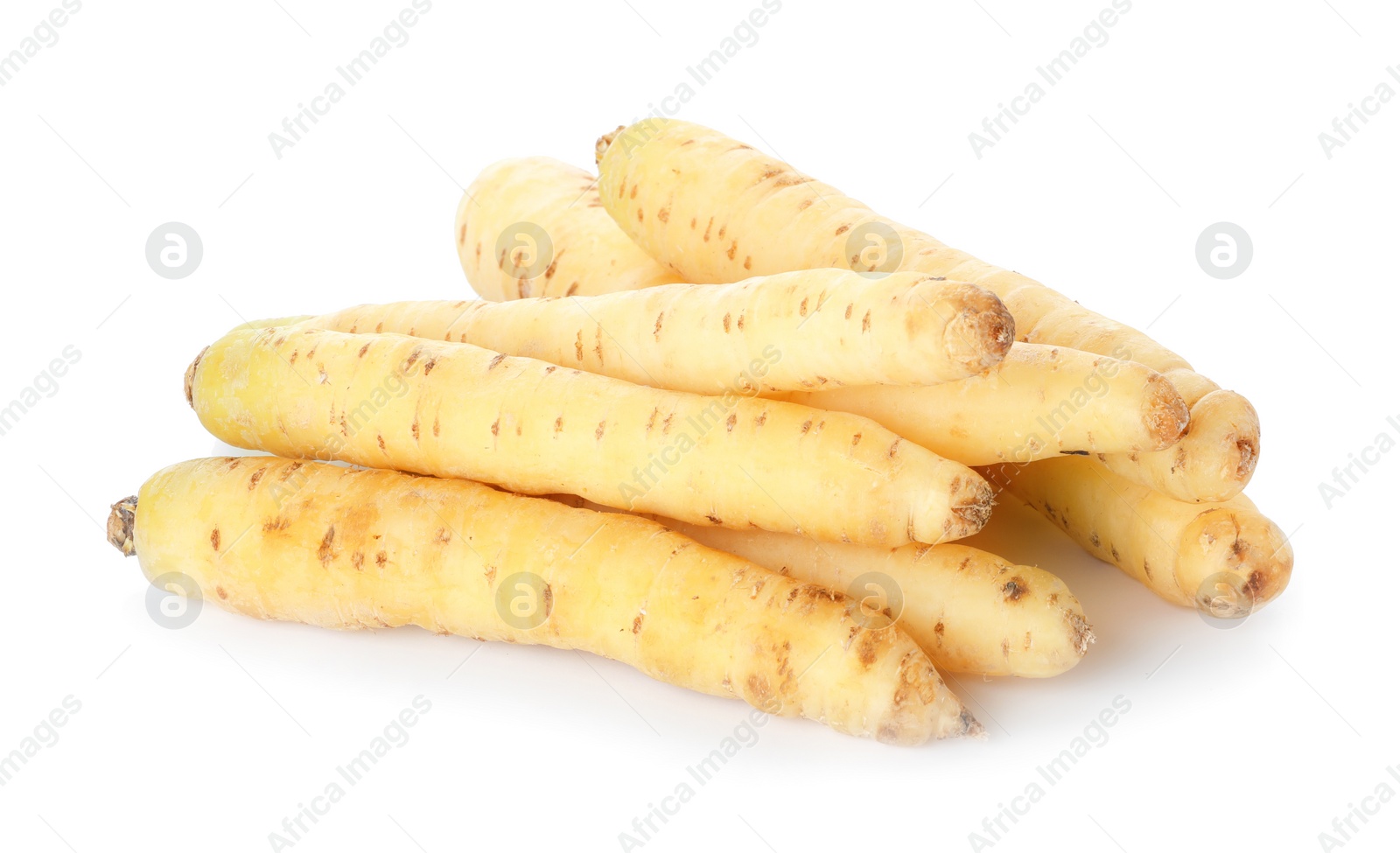 Photo of Whole fresh raw carrots isolated on white