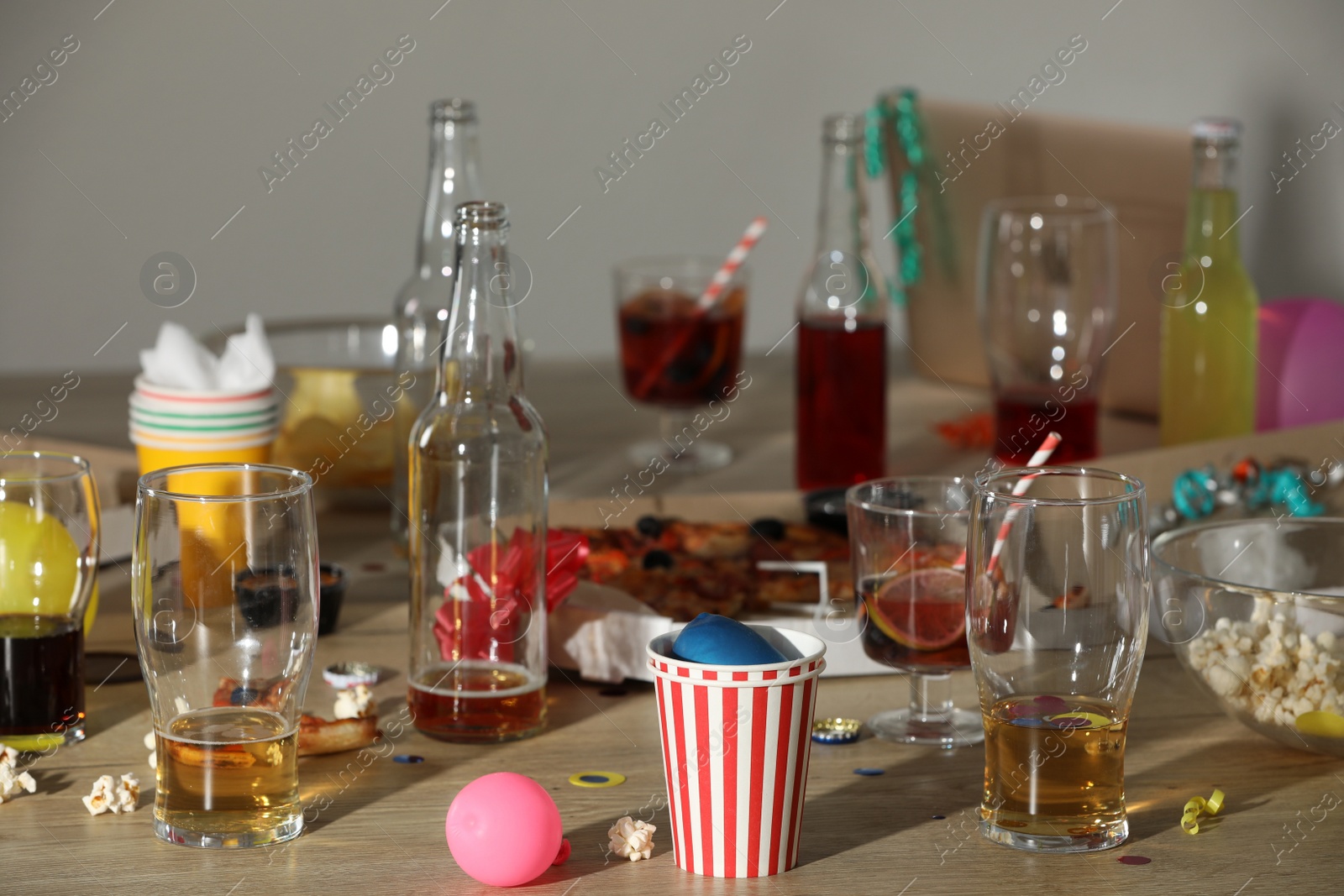 Photo of View of messy table after party indoors