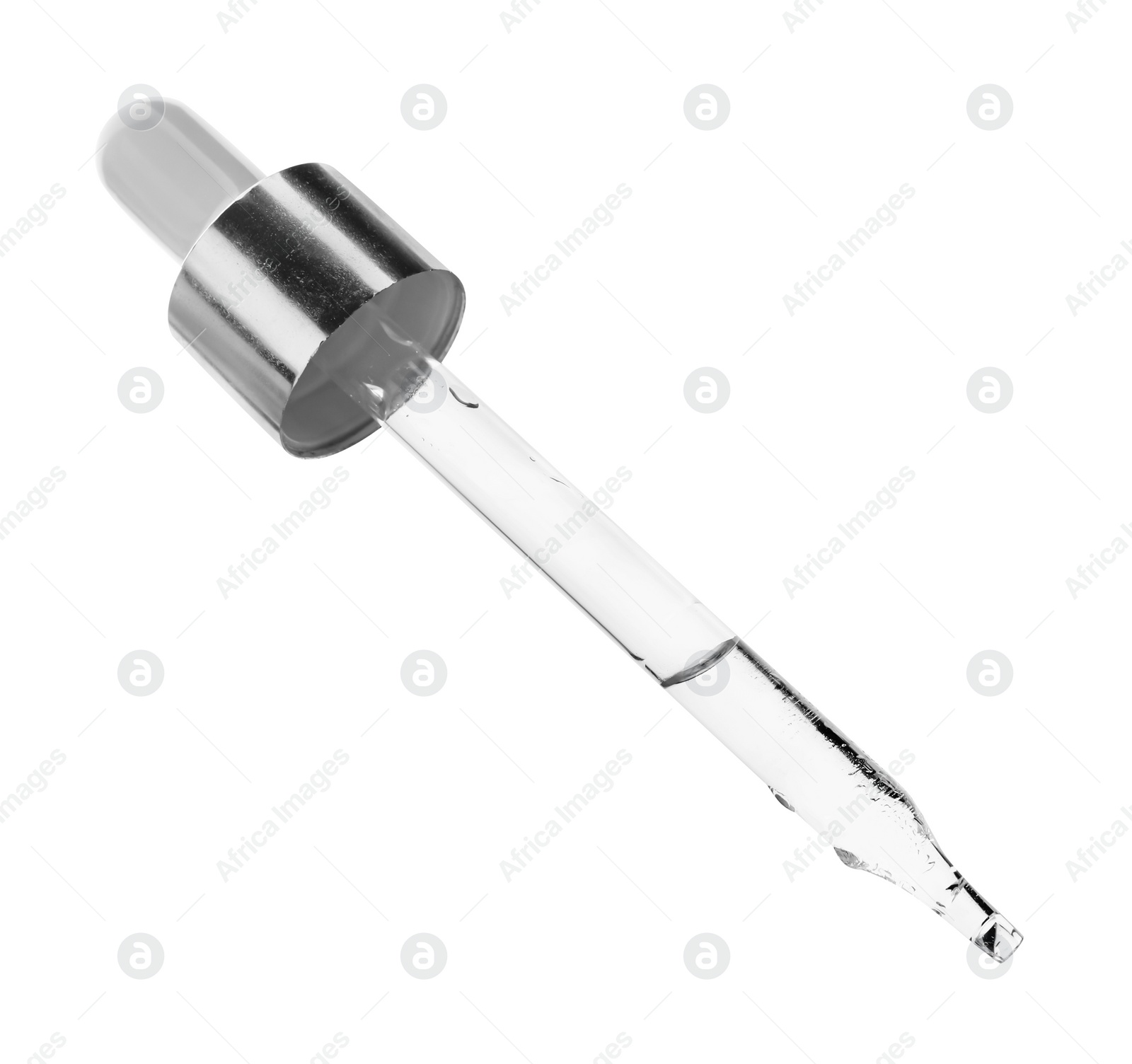 Photo of Pipette with face serum isolated on white