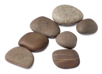 Photo of Group of different stones on white background