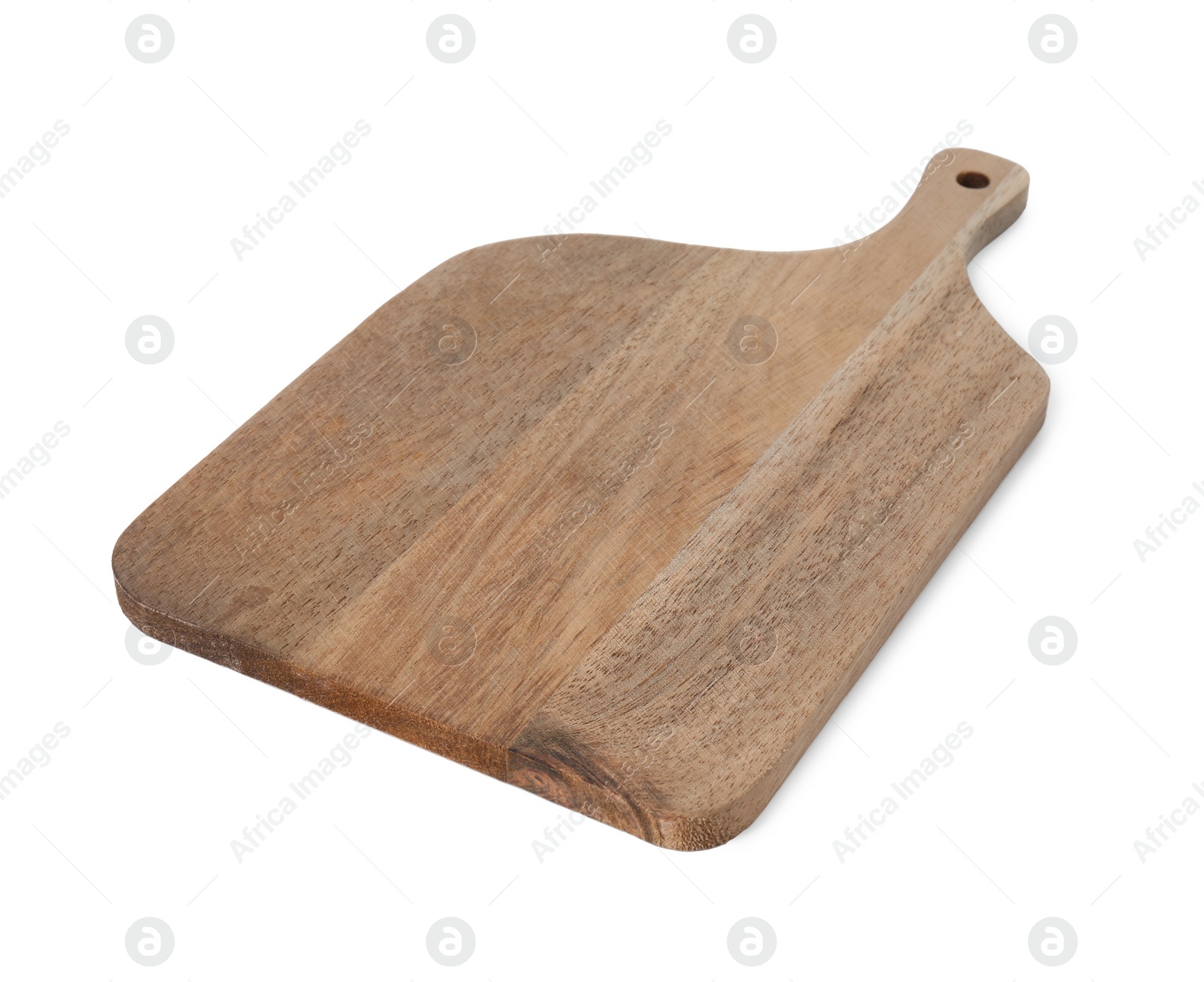 Photo of One wooden cutting board on white background