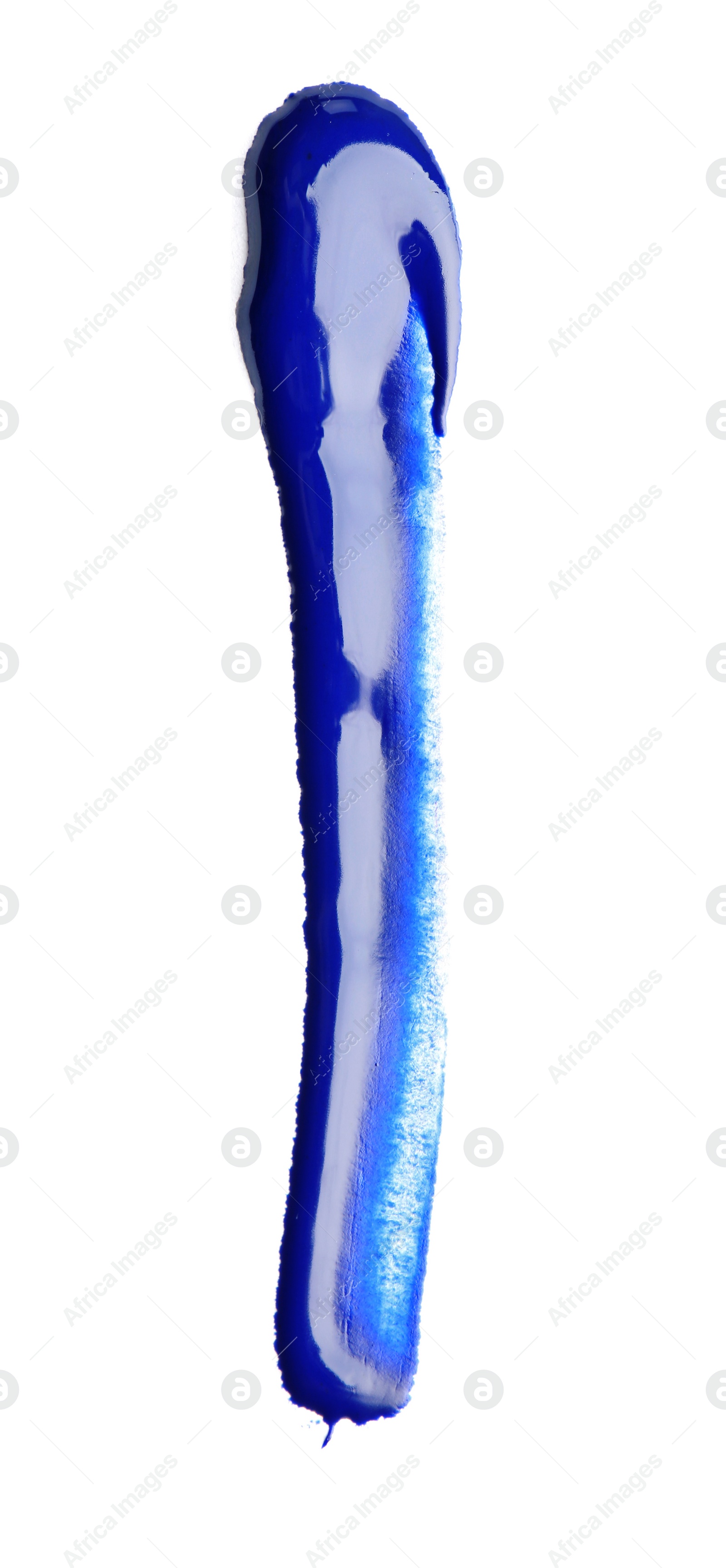 Photo of Abstract brushstroke of blue paint isolated on white