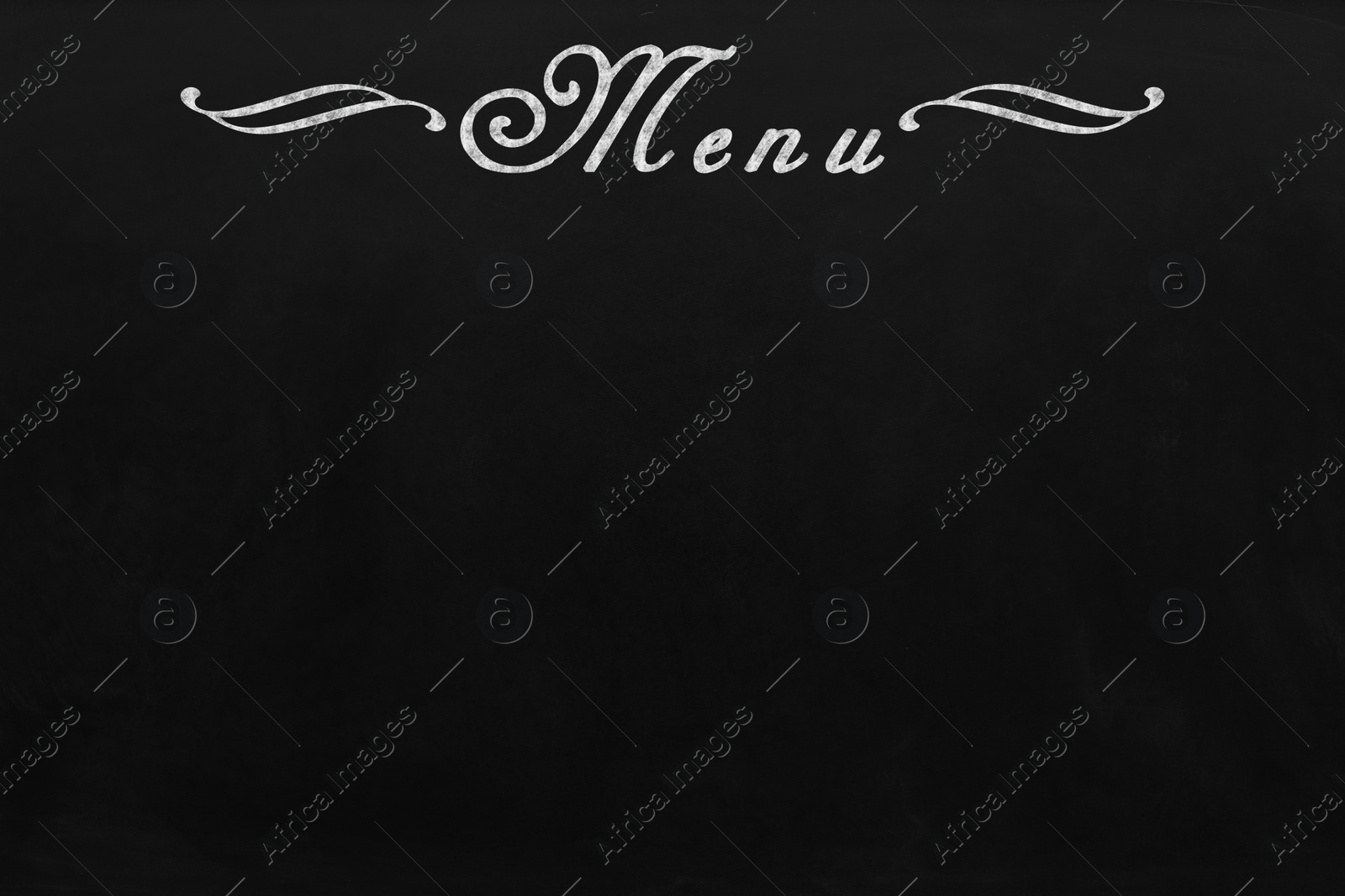 Image of Black chalkboard with word Menu as background. Mockup for design