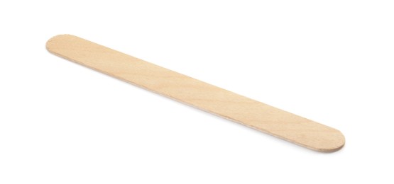 Disposable wooden spatula for depilatory wax isolated on white