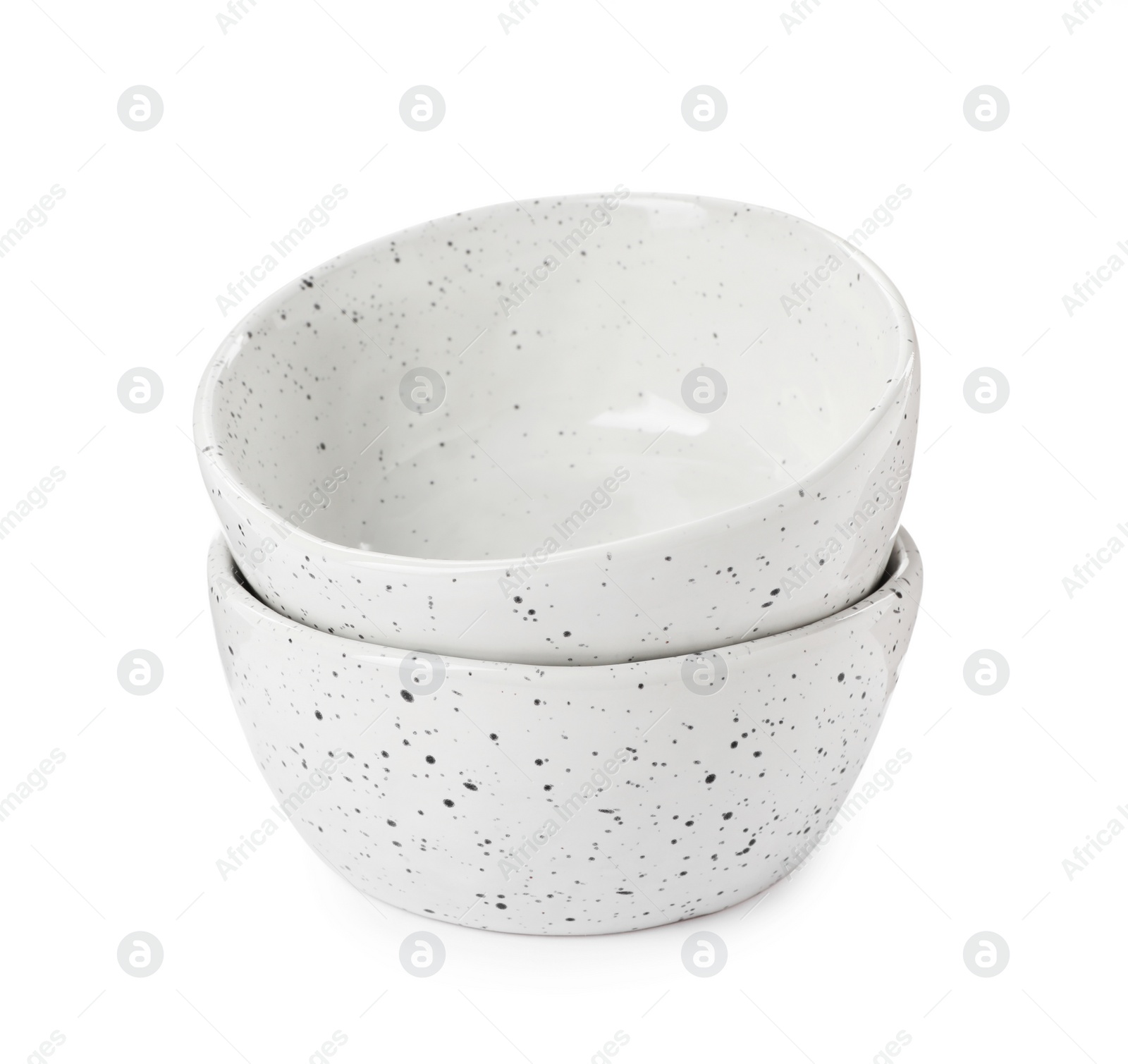 Photo of Beautiful empty ceramic bowls on white background