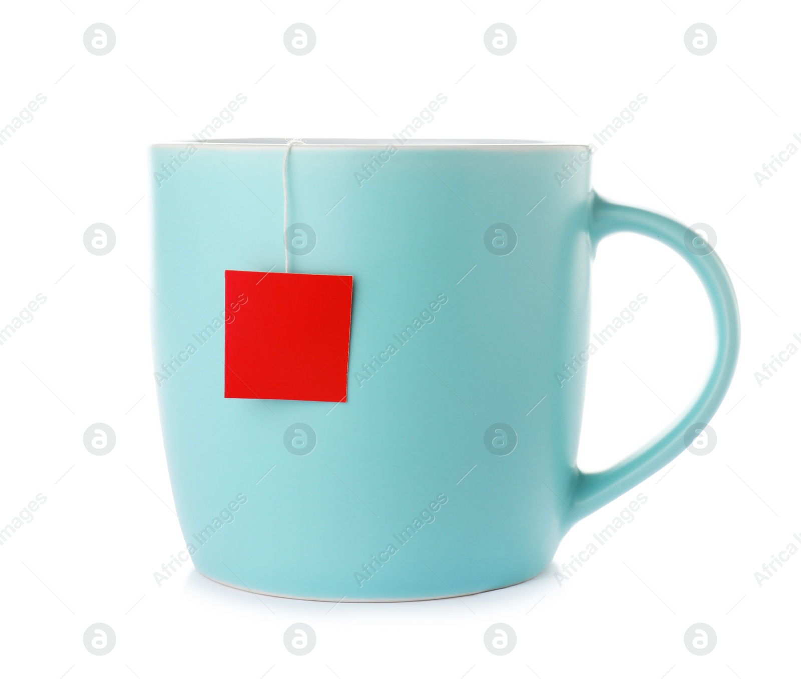 Photo of Cup of tasty tea on white background