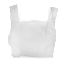 Clear disposable plastic bag isolated on white