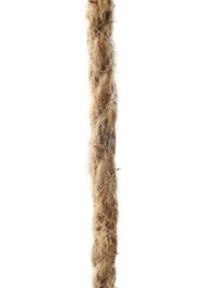 Photo of Hemp rope on white background. Organic material