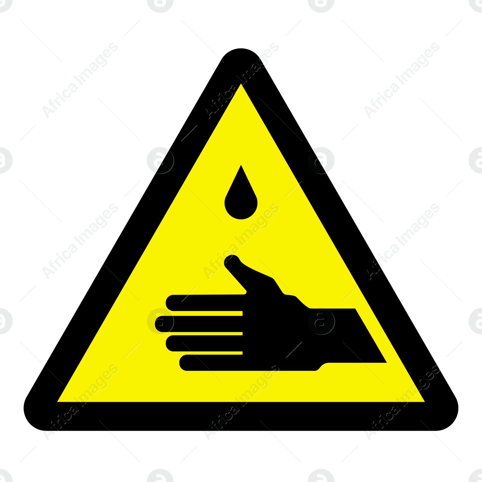 Image of International Maritime Organization (IMO) sign, illustration. Warning acid 