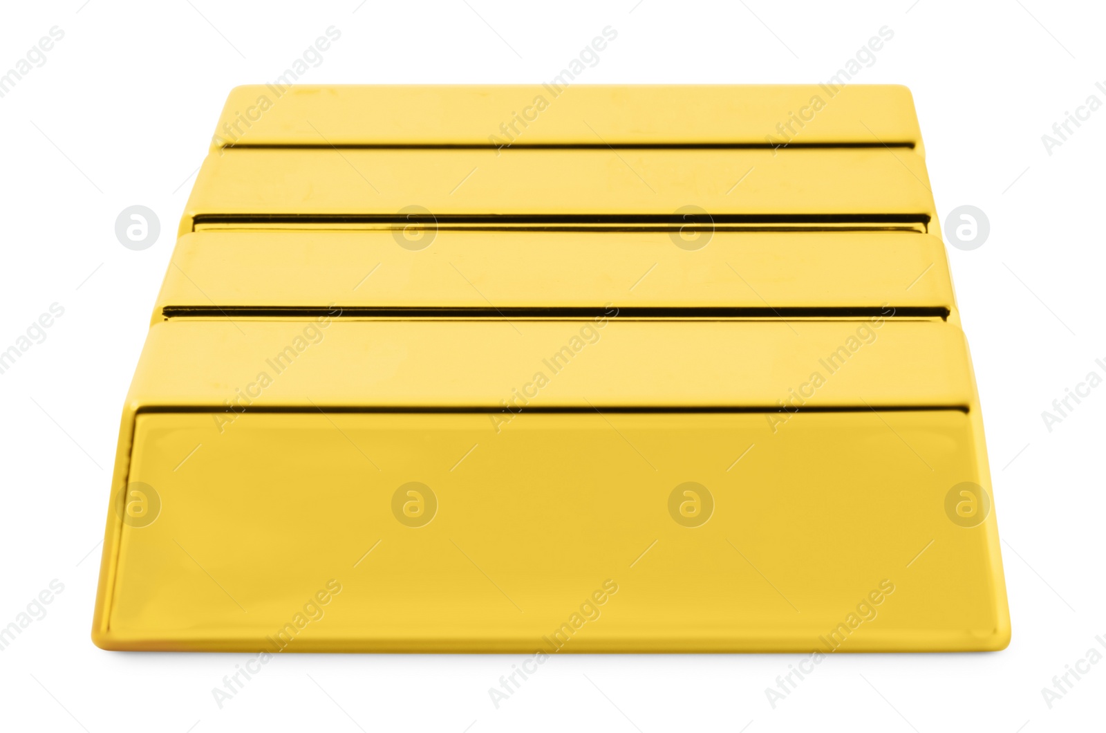 Photo of Many shiny gold bars isolated on white