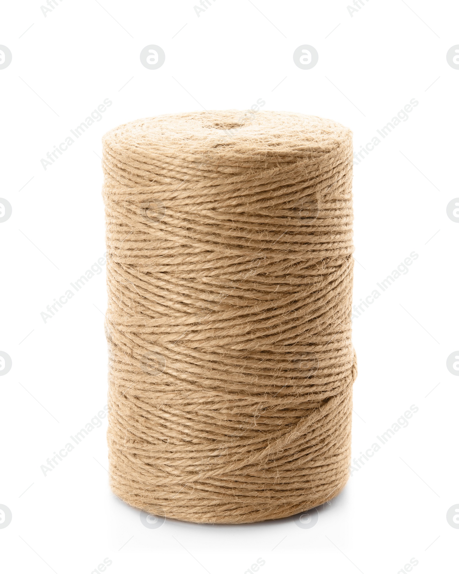 Photo of Spool of hemp rope on white background