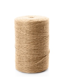 Spool of hemp rope on white background