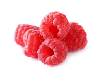 Delicious sweet ripe raspberries isolated on white