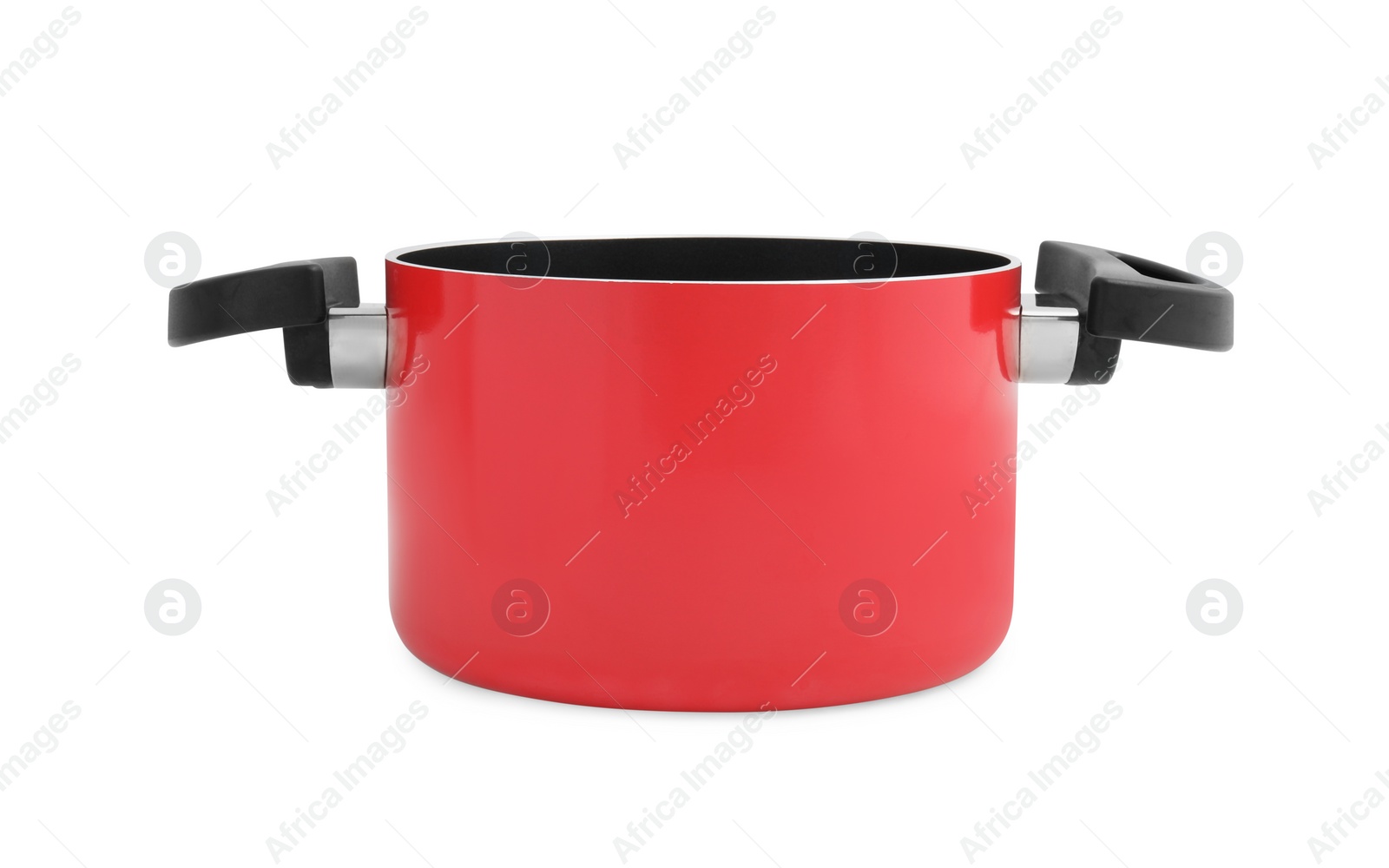 Photo of One empty pot with handles isolated on white