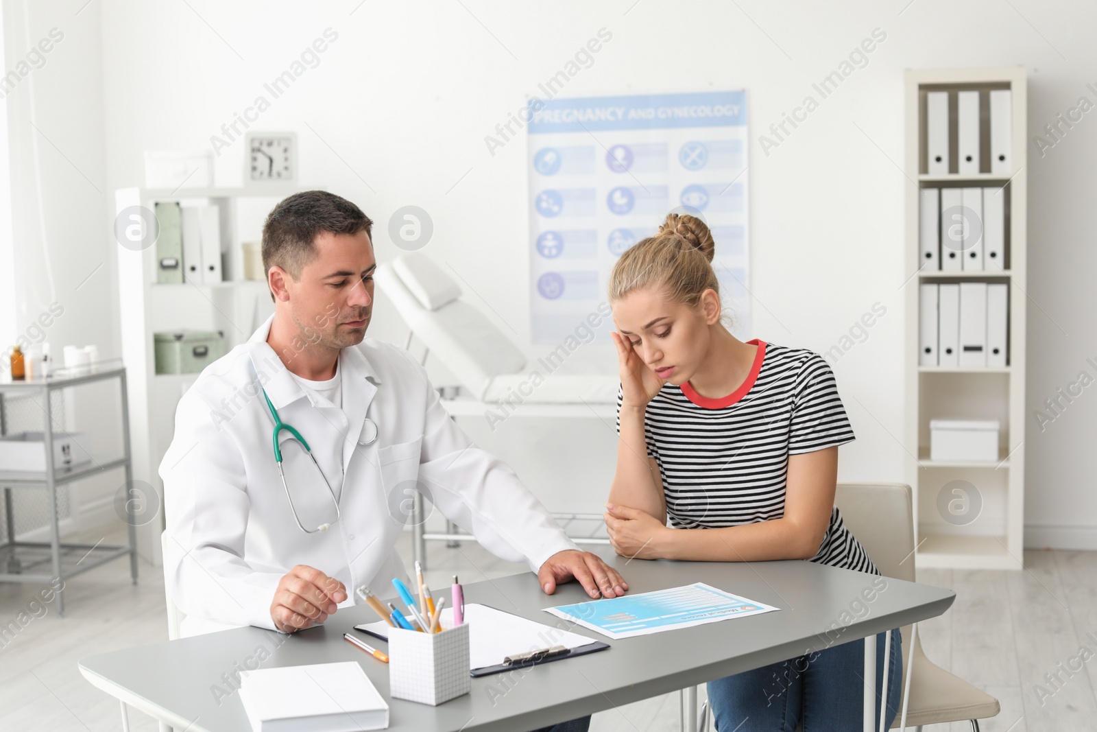 Photo of Patient having appointment with doctor in hospital