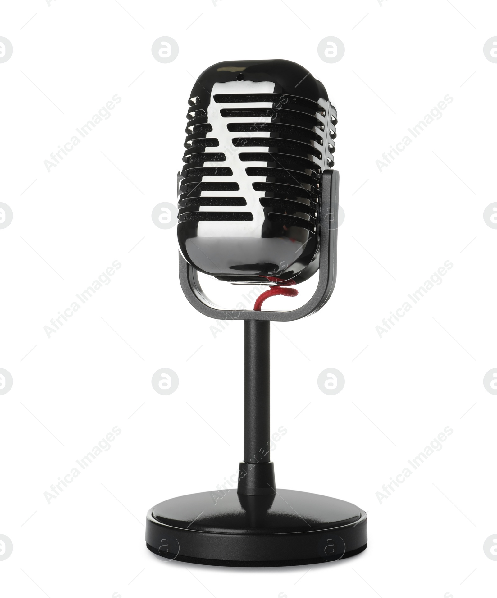 Photo of Retro old style microphone on white background