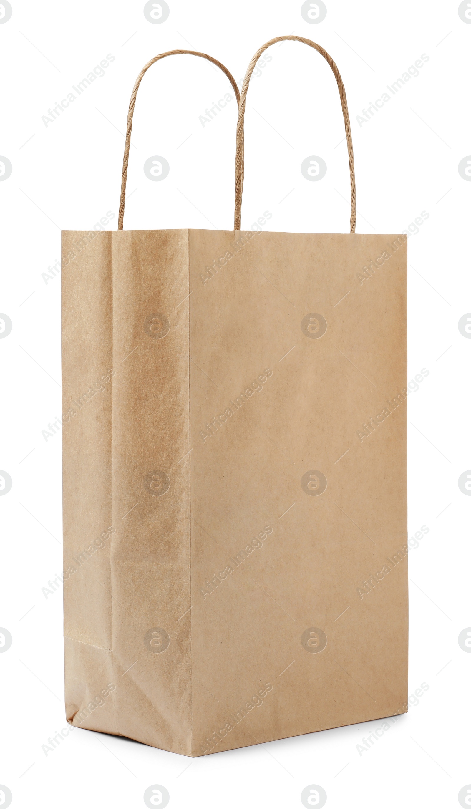 Photo of Empty shopping paper bag isolated on white