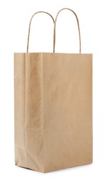 Photo of Empty shopping paper bag isolated on white