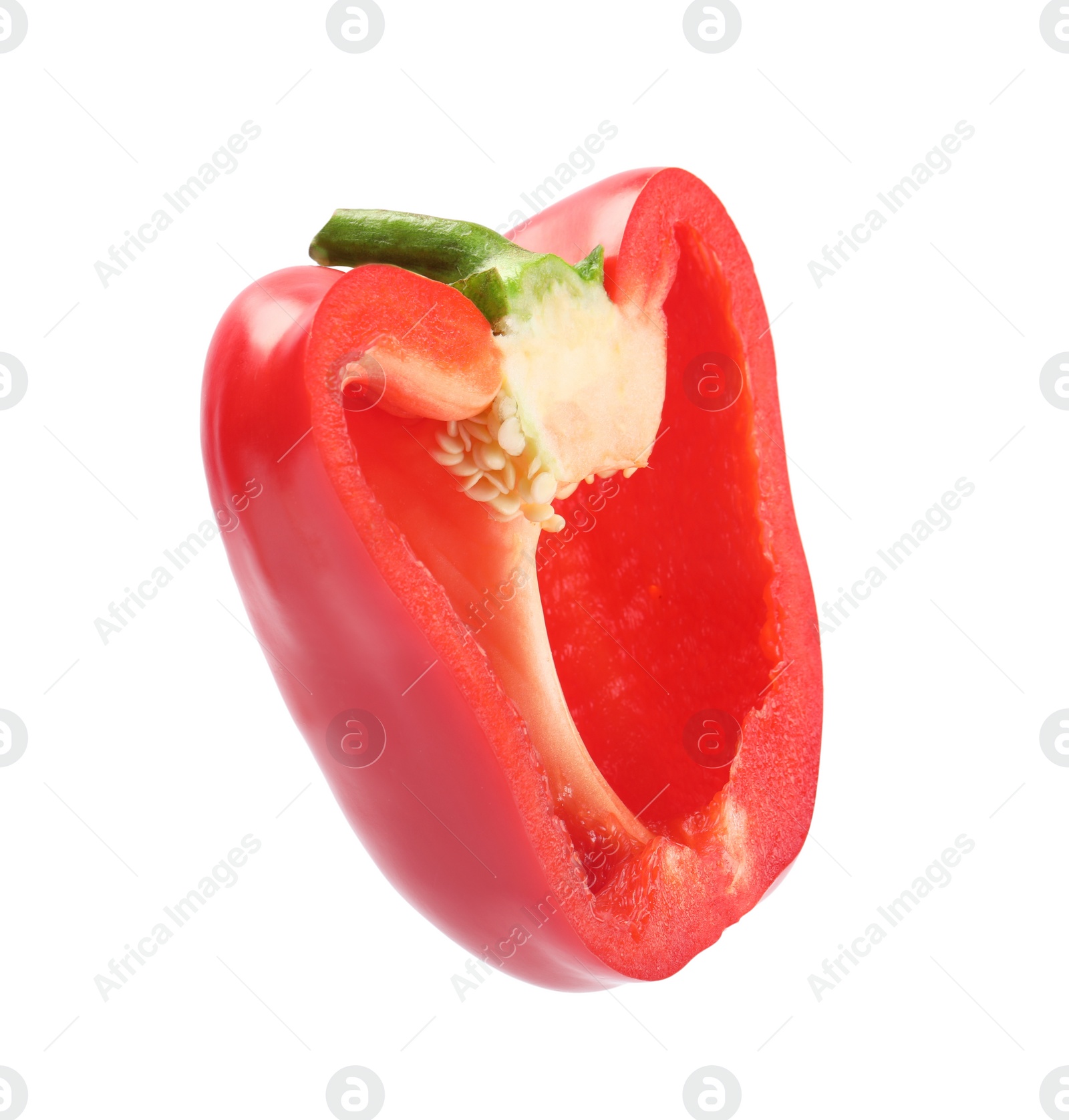 Photo of Half of red bell pepper isolated on white