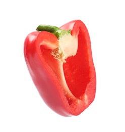 Photo of Half of red bell pepper isolated on white