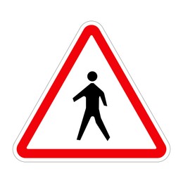 Traffic sign PEDESTRIANS on white background, illustration