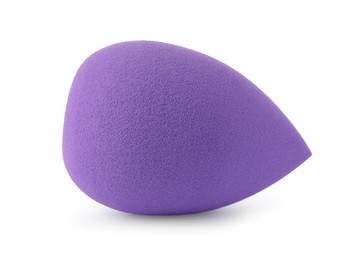Photo of One violet makeup sponge isolated on white
