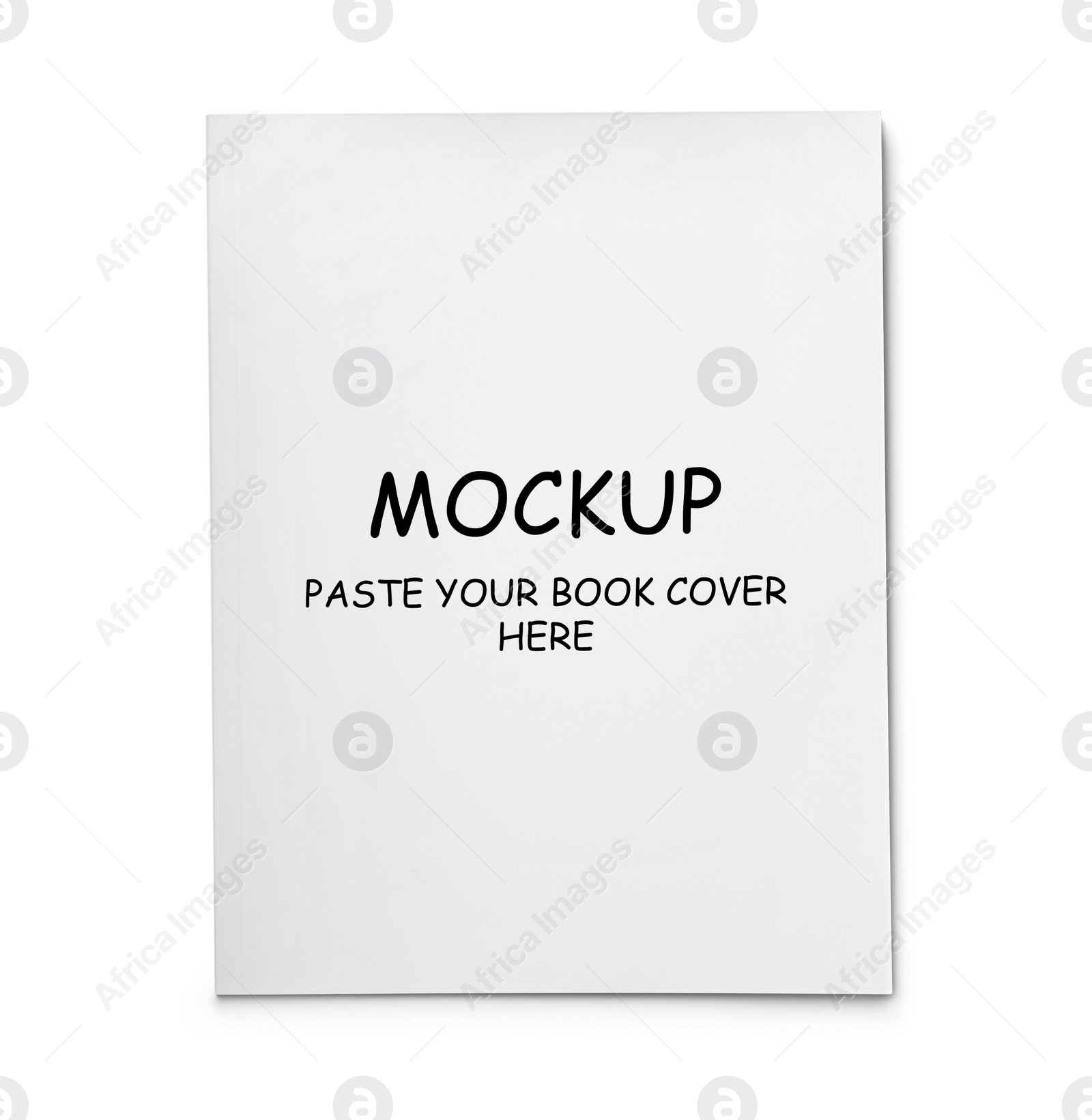 Image of Book with text Mockup, Paste Your Book Cover Here on white background, top view