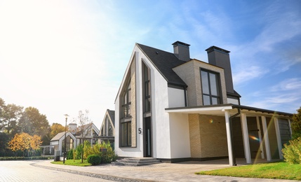 Photo of Landscape with new modern houses on sunny day