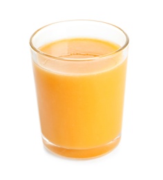 Glass of orange juice isolated on white