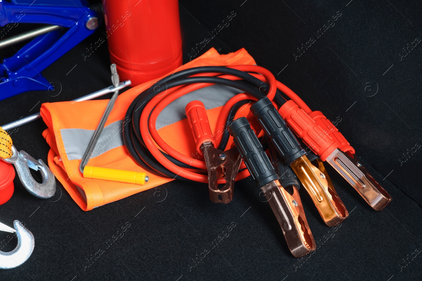 Photo of Set of car safety equipment in trunk