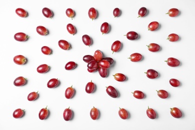 Photo of Fresh ripe juicy grapes on white background, top view