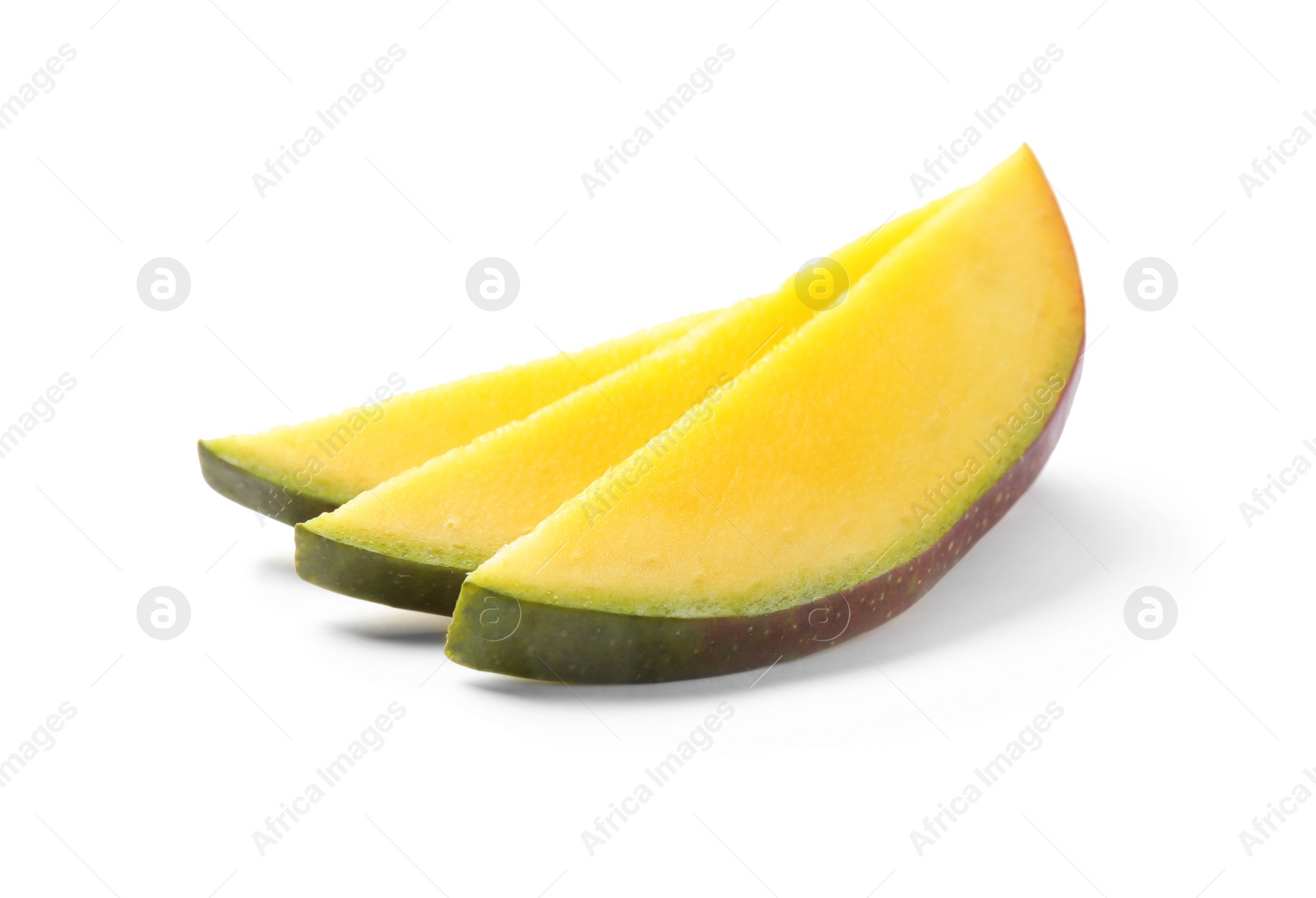 Photo of Fresh juicy mango slices isolated on white