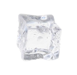 One crystal clear ice cube isolated on white