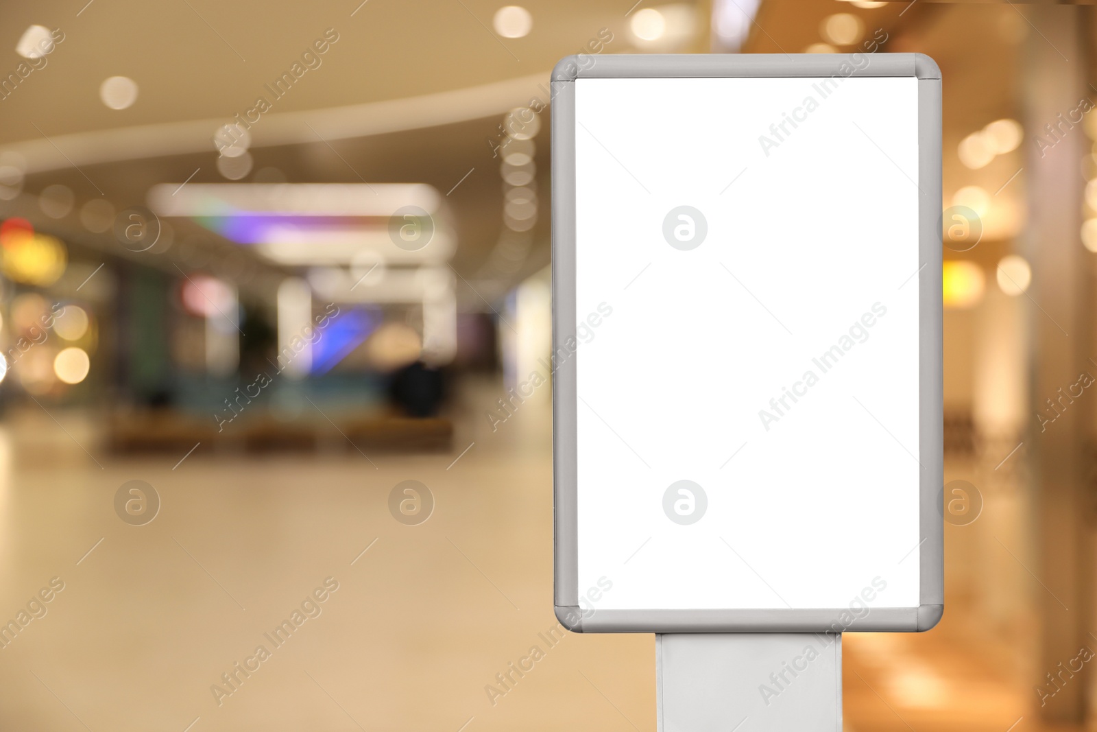 Image of Blank advertising board in shopping mall. Space for text