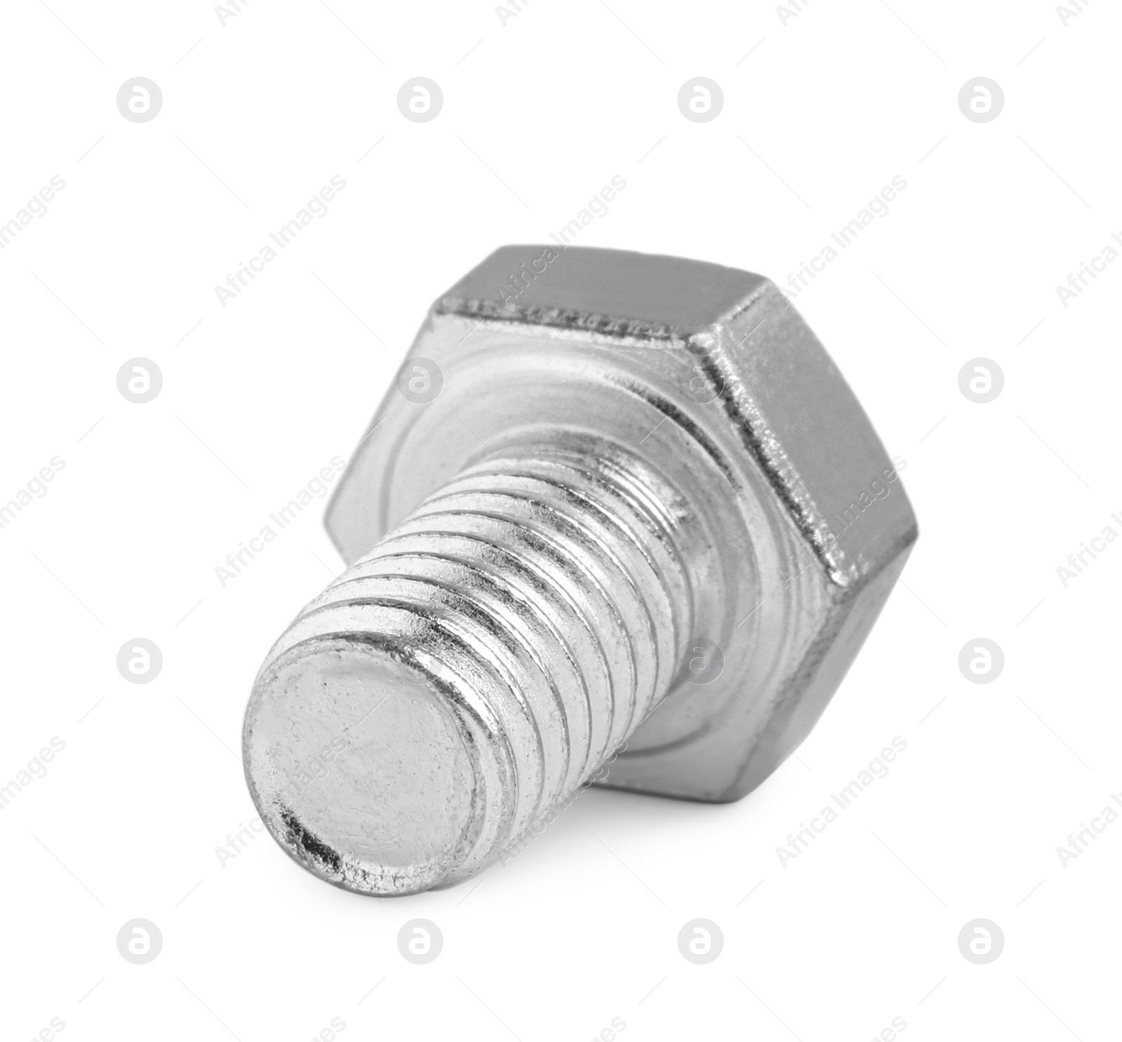 Photo of One metal hex bolt isolated on white