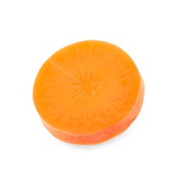 Photo of Slice of ripe carrot on white background