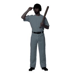 Silhouette of baseball player on white background