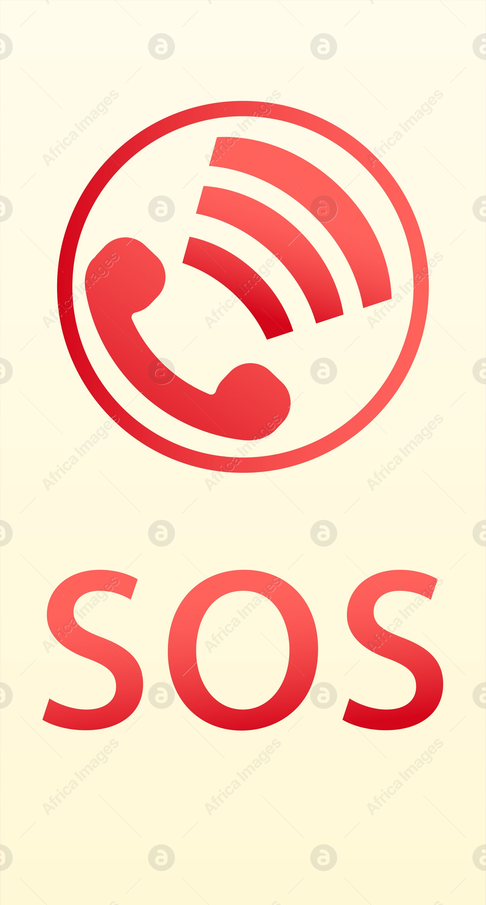 Illustration of Emergency call SOS on smartphone screen, illustration