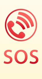 Illustration of Emergency call SOS on smartphone screen, illustration