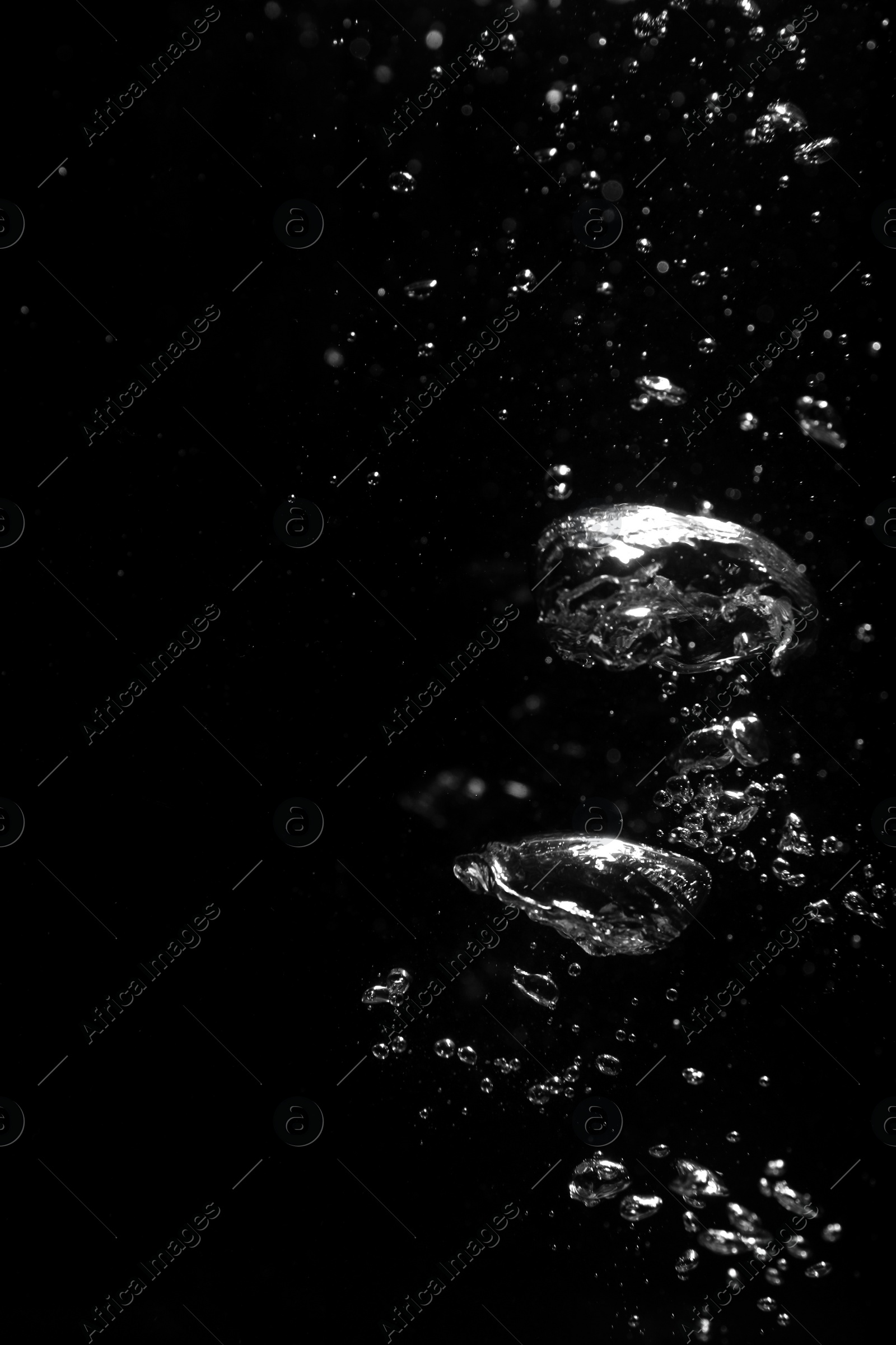 Photo of Air bubbles in water on black background